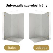 HD Sky "L" Gold Walk-In zuhanyfal 8 mm vastag vízlepergető biztonsági üveggel, 200 cm magas, fényes arany zsanérokkal és "L" merevítővel