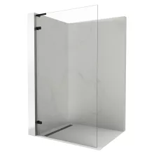 HD Sky "L" Black Walk-In zuhanyfal 8 mm vastag vízlepergető biztonsági üveggel, 200 cm magas, matt fekete zsanérokkal és "L" merevítővel