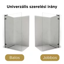 HD Sky "L" Black Walk-In zuhanyfal 8 mm vastag vízlepergető biztonsági üveggel, 200 cm magas, matt fekete zsanérokkal és "L" merevítővel