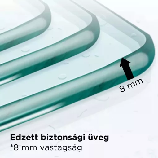 HD Sky "F" Chrome Walk-In zuhanyfal 8 mm vastag vízlepergető biztonsági üveggel, 200 cm magas, krómozott zsanérokkal és távtartóval
