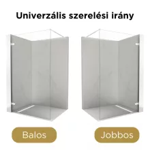 HD Sky "F" White Walk-In zuhanyfal, 120x200 cm, 8 mm vastag vízlepergető biztonsági üveggel, 200 cm magas, matt fehér zsanérokkal és távtartóval