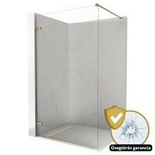HD Sky "F" Gold Walk-In zuhanyfal, 100x200 cm, 8 mm vastag vízlepergető biztonsági üveggel, 200 cm magas, fényes arany zsanérokkal és távtartóval