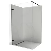HD Sky "F" Black Walk-In zuhanyfal, 90x200 cm, 8 mm vastag vízlepergető biztonsági üveggel, 200 cm magas, matt fekete zsanérokkal és távtartóval