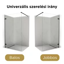 HD Sky "F" Black Walk-In zuhanyfal, 90x200 cm, 8 mm vastag vízlepergető biztonsági üveggel, 200 cm magas, matt fekete zsanérokkal és távtartóval
