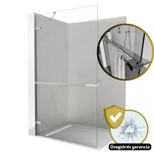 HD Sky+ "S" Chrome Walk-In zuhanyfal 8 mm vastag vízlepergető biztonsági üveggel, 200 cm magas, krómozott zsanérokkal és sarokmerevítővel