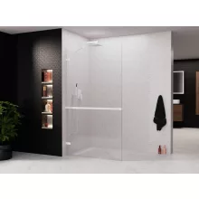 HD Sky+ "S" White Walk-In zuhanyfal 8 mm vastag vízlepergető biztonsági üveggel, 200 cm magas, matt fehér zsanérokkal és sarokmerevítővel