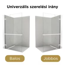 HD Sky+ "S" White Walk-In zuhanyfal 8 mm vastag vízlepergető biztonsági üveggel, 200 cm magas, matt fehér zsanérokkal és sarokmerevítővel