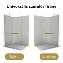HD Sky+ "S" Gold Walk-In zuhanyfal 8 mm vastag vízlepergető biztonsági üveggel, 200 cm magas, fényes arany zsanérokkal és sarokmerevítővel