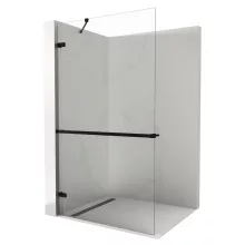 HD Sky+ "S" Black Walk-In zuhanyfal 8 mm vastag vízlepergető biztonsági üveggel, 200 cm magas, matt fekete zsanérokkal és sarokmerevítővel