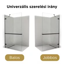HD Sky+ "S" Black Walk-In zuhanyfal 8 mm vastag vízlepergető biztonsági üveggel, 200 cm magas, matt fekete zsanérokkal és sarokmerevítővel