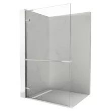 HD Sky+ "L" Chrome Walk-In zuhanyfal 8 mm vastag vízlepergető biztonsági üveggel, 200 cm magas, krómozott zsanérokkal és "L" merevítővel