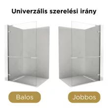 HD Sky+ "L" Chrome Walk-In zuhanyfal 8 mm vastag vízlepergető biztonsági üveggel, 200 cm magas, krómozott zsanérokkal és "L" merevítővel