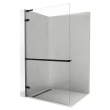 HD Sky+ "L" Black Walk-In zuhanyfal 8 mm vastag vízlepergető biztonsági üveggel, 200 cm magas, matt fekete zsanérokkal és "L" merevítővel