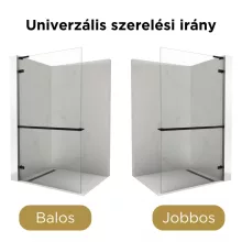 HD Sky+ "L" Black Walk-In zuhanyfal 8 mm vastag vízlepergető biztonsági üveggel, 200 cm magas, matt fekete zsanérokkal és "L" merevítővel