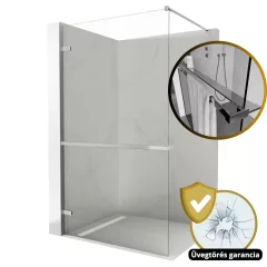   HD Sky+ "F" Chrome Walk-In zuhanyfal 8 mm vastag vízlepergető biztonsági üveggel, 200 cm magas, krómozott zsanérokkal és távtartóval