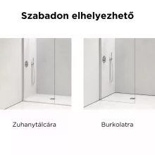 HD Sky+ "F" Chrome Walk-In zuhanyfal 8 mm vastag vízlepergető biztonsági üveggel, 200 cm magas, krómozott zsanérokkal és távtartóval