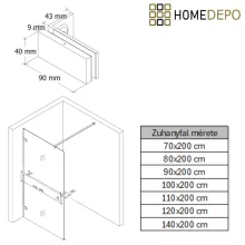 HD Sky+ "F" Chrome Walk-In zuhanyfal 8 mm vastag vízlepergető biztonsági üveggel, 200 cm magas, krómozott zsanérokkal és távtartóval