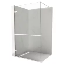 HD Sky+ "F" White Walk-In zuhanyfal 8 mm vastag vízlepergető biztonsági üveggel, 200 cm magas, matt fehér zsanérokkal és távtartóval