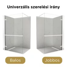 HD Sky+ "F" White Walk-In zuhanyfal 8 mm vastag vízlepergető biztonsági üveggel, 200 cm magas, matt fehér zsanérokkal és távtartóval