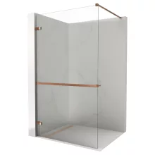 HD Sky+ "F" Rose Walk-In zuhanyfal 8 mm vastag vízlepergető biztonsági üveggel, 200 cm magas, rózsa arany zsanérokkal és távtartóval