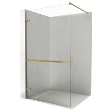 HD Sky+ "F" Gold Walk-In zuhanyfal, 140x200 cm, 8 mm vastag vízlepergető biztonsági üveggel, 200 cm magas, fényes arany zsanérokkal és távtartóval