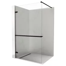 HD Sky+ "F" Black Walk-In zuhanyfal 8 mm vastag vízlepergető biztonsági üveggel, 200 cm magas, matt fekete zsanérokkal és távtartóval
