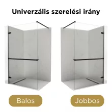 HD Sky+ "F" Black Walk-In zuhanyfal 8 mm vastag vízlepergető biztonsági üveggel, 200 cm magas, matt fekete zsanérokkal és távtartóval