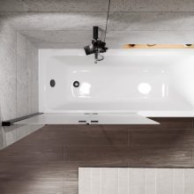 HD Temisto Black 100x150 összecsukható 2 szárnyú kádparaván 6 mm vastag vízlepergető biztonsági matt üveggel, fekete elemekkel