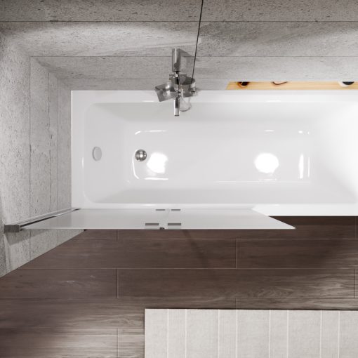 HD Temisto Chrome 100x150 összecsukható 2 szárnyú kádparaván 6 mm vastag vízlepergető biztonsági matt üveggel, krómozott elemekkel