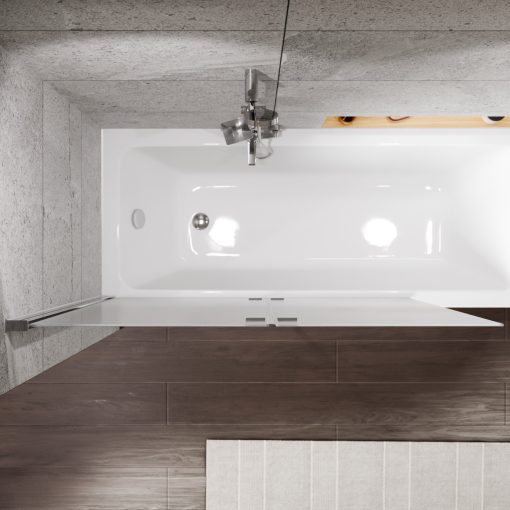 HD Temisto Chrome 120x150 összecsukható 2 szárnyú kádparaván 6 mm vastag vízlepergető biztonsági matt üveggel, krómozott elemekkel