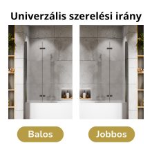 HD Temisto Chrome 80x150 összecsukható 2 szárnyú kádparaván 6 mm vastag vízlepergető biztonsági matt üveggel, krómozott elemekkel