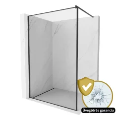   HD Velence Black Walk-In zuhanyfal 8 mm vastag vízlepergető biztonsági üveggel, 200 cm magas, fekete profillal és távtartóval, fekete kerettel