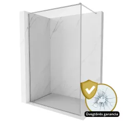   HD Velence Chrome Walk-In zuhanyfal 8 mm vastag vízlepergető biztonsági üveggel, 200 cm magas, króm profillal és távtartóval, króm kerettel