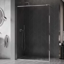 HD Velence Chrome Walk-In zuhanyfal 8 mm vastag vízlepergető biztonsági üveggel, 200 cm magas, króm profillal és távtartóval, króm kerettel