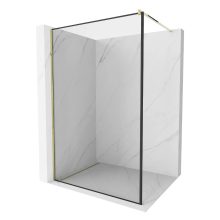 HD Velence Black-Gold Walk-In zuhanyfal, 110x200 cm, 8 mm vastag vízlepergető biztonsági üveggel, 200 cm magas, arany profillal és távtartóval, fekete kerettel