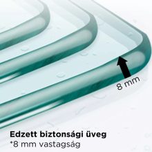 HD Velence Black-Gold Walk-In zuhanyfal, 110x200 cm, 8 mm vastag vízlepergető biztonsági üveggel, 200 cm magas, arany profillal és távtartóval, fekete kerettel