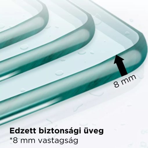 HD Velence Black-Gold Walk-In zuhanyfal, 110x200 cm, 8 mm vastag vízlepergető biztonsági üveggel, 200 cm magas, arany profillal és távtartóval, fekete kerettel