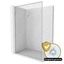 HD Velence "L" Chrome Walk-In zuhanyfal 8 mm vastag vízlepergető biztonsági üveggel, 200 cm magas, króm profillal és "L" stabilizátorral, krómozott kerettel