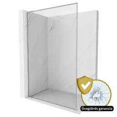   HD Velence "L" Chrome Walk-In zuhanyfal 8 mm vastag vízlepergető biztonsági üveggel, 200 cm magas, króm profillal és "L" stabilizátorral, krómozott kerettel