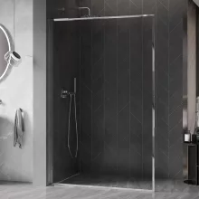 HD Velence "L" Chrome Walk-In zuhanyfal 8 mm vastag vízlepergető biztonsági üveggel, 200 cm magas, króm profillal és "L" stabilizátorral, krómozott kerettel