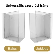 HD Velence "L" Chrome Walk-In zuhanyfal 8 mm vastag vízlepergető biztonsági üveggel, 200 cm magas, króm profillal és "L" stabilizátorral, krómozott kerettel