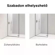 HD Velence "L" Chrome Walk-In zuhanyfal 8 mm vastag vízlepergető biztonsági üveggel, 200 cm magas, króm profillal és "L" stabilizátorral, krómozott kerettel