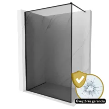 HD Velence Dark Black Walk-In zuhanyfal, 120x200 cm, 8 mm vastag vízlepergető biztonsági üveggel, 200 cm magas, fekete profillal és távtartóval, fekete kerettel