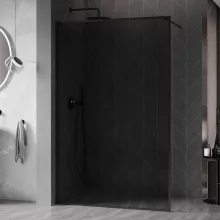 HD Velence Dark Black Walk-In zuhanyfal, 120x200 cm, 8 mm vastag vízlepergető biztonsági üveggel, 200 cm magas, fekete profillal és távtartóval, fekete kerettel