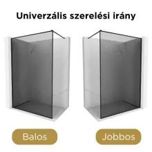 HD Velence Dark Black Walk-In zuhanyfal, 120x200 cm, 8 mm vastag vízlepergető biztonsági üveggel, 200 cm magas, fekete profillal és távtartóval, fekete kerettel