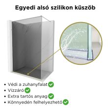 HD Velence Dark Chrome Walk-In zuhanyfal, 100x200 cm, 8 mm vastag vízlepergető biztonsági üveggel, 200 cm magas, króm profillal és távtartóval, króm kerettel