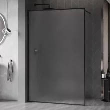 HD Velence Matt Black Walk-In zuhanyfal 8 mm vastag vízlepergető biztonsági üveggel, 200 cm magas, fekete profillal és távtartóval, fekete kerettel