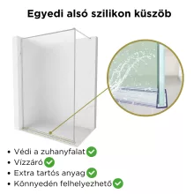 HD Velence Matt Chrome Walk-In zuhanyfal 8 mm vastag vízlepergető biztonsági üveggel, 200 cm magas, króm profillal és távtartóval, króm kerettel