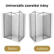 HD Velence Black Kombi Walk-In zuhanyfal, 140x110 cm, 8 mm vastag vízlepergető biztonsági üveggel, 200 cm magas, fekete profillal és távtartóval, fekete kerettel