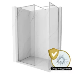   HD Velence Chrome Kombi Walk-In zuhanyfal 8 mm vastag vízlepergető biztonsági üveggel, 200 cm magas, króm profillal és távtartóval, krómozott kerettel
